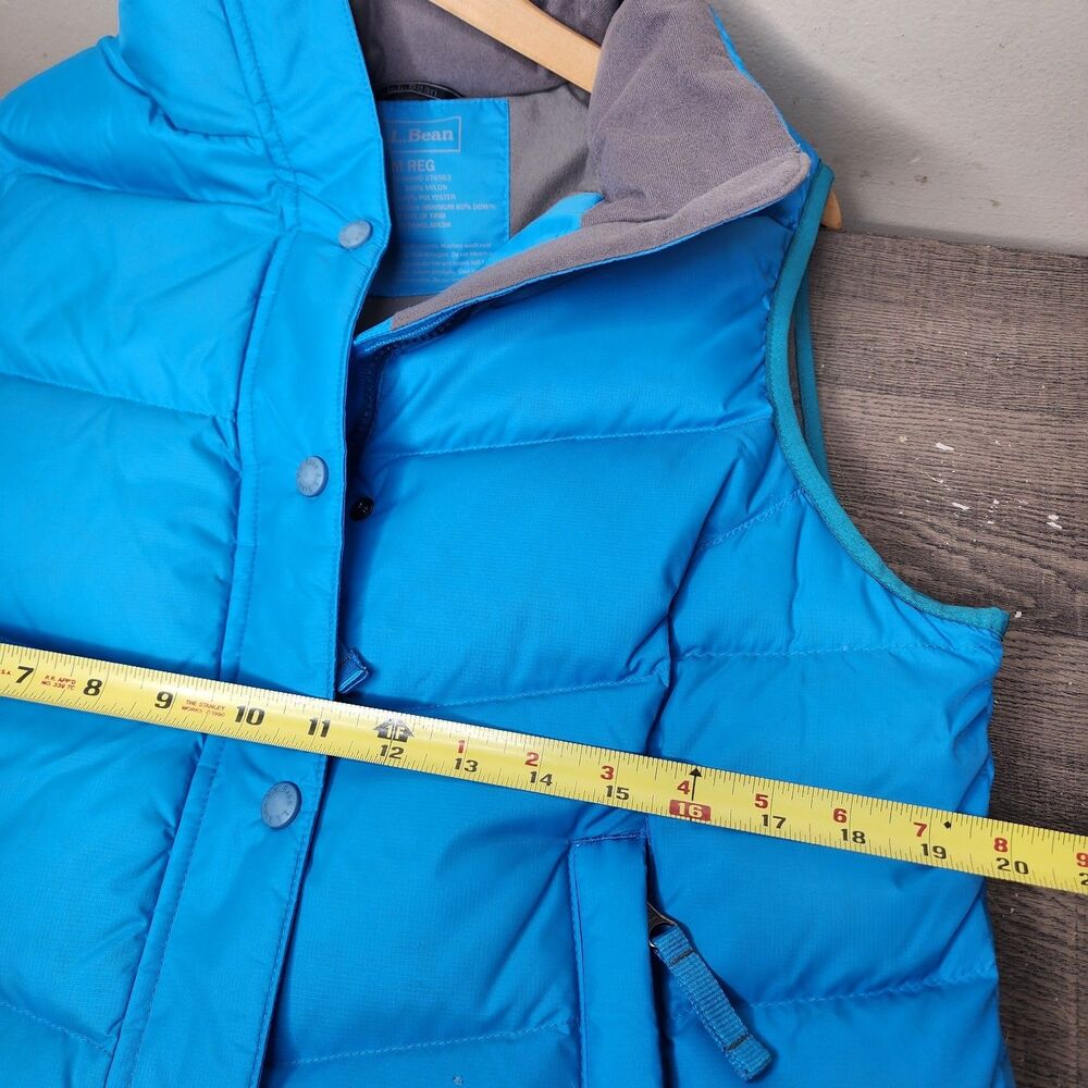 LL Bean Goose Down Puffer Vest Blue Womens Medium Athletic Gorpcore Zip Snap - Picture 15 of 16